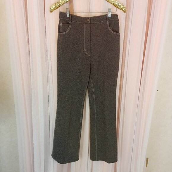 Vintage 70s Unisex Sears Perma Press Brown Bell-bottom Pants size 12 - Picture 1 of 7